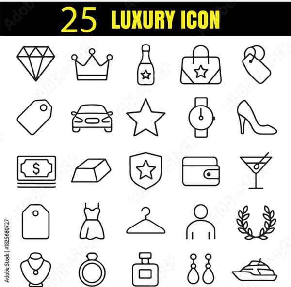 Fototapeta Luxury Set | Elegant Premium Lifestyle Outline Icons | Minimal High-End Collection