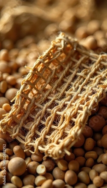 Obraz Close-up rustic sisal & burlap blend, warm tones , linen, pattern