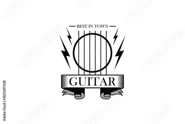 Obraz Guitar rock and roll logo design
