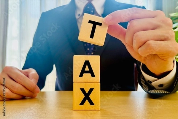 Obraz 税金について教えるビジネスマン
