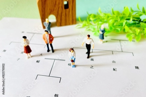 Obraz 家系図と家と家族や親戚