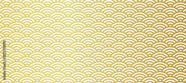 Obraz 金の青海波　祝いの古典紋様　背景　ベクター