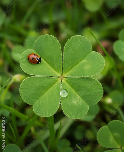 Fototapeta ladybug on green leaf