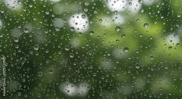 Fototapeta Raindrops on glass create a serene, refreshing, and natural ambiance