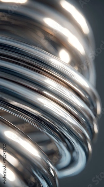Obraz Abstract metallic spiral illustration with soft lighting and reflective surfaces