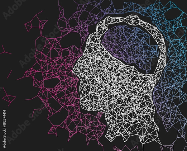 Fototapeta Human head network line abstract background. Concept of AI, deep learning