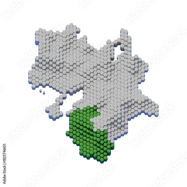 Obraz ハニカム構造状の和歌山県の立体地図