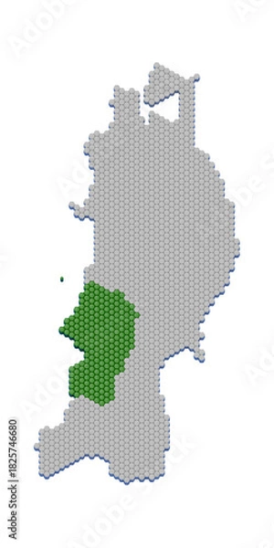 Obraz ハニカム構造状の山形県の地図