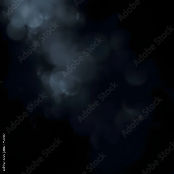 Fototapeta This image depicts a dark, atmospheric scene dominated by swirling, ominous clouds or smoke against an almost black background. The textures are soft yet dense, creating a sense of depth and mystery, 