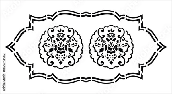Fototapeta Black Floral Medallion Design within Decorative Frame vector illustration