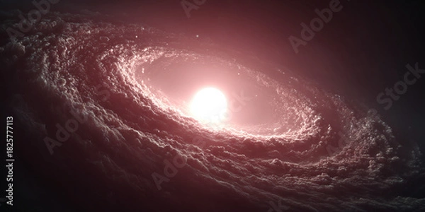 Obraz Cosmic Dance A Stunning Depiction of a Galaxy's Swirling Beauty with a Glowing Center in Deep Space