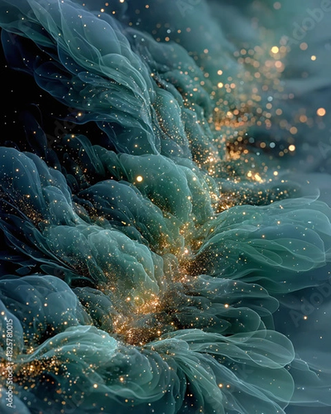 Obraz Enchanting Abstract Floral Dreamscape with Golden Accents