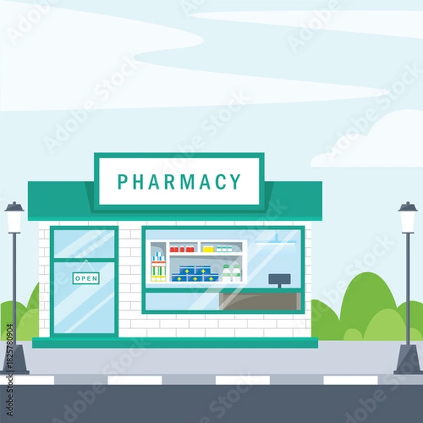 Obraz roadside pharmacy vector element cartoon  design