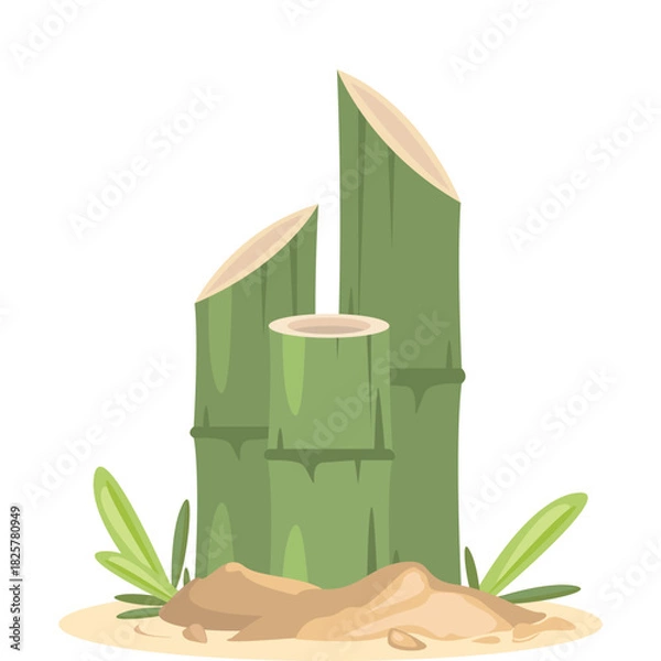 Obraz Green bamboo tree that has been cut down vcartoon vector element design