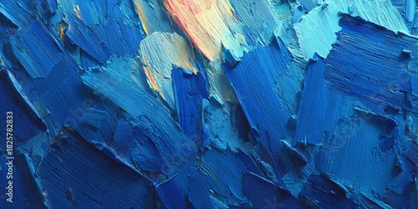 Obraz Abstract Blue Texture Oil Painting Strokes A Textured Palette Knife Impressionistic Display