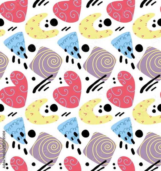 Obraz Abstract Geometric Shapes Seamless pattern. Art Vector Pattern Isolated Background. Hand Drawing