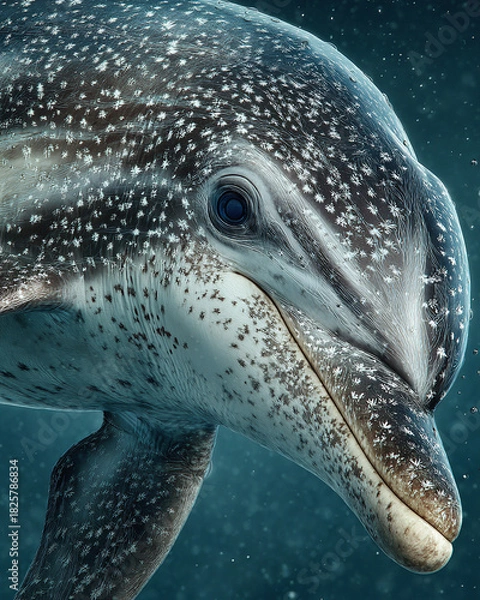 Obraz Close-up profile of a bottlenose dolphin swimming underwater in the ocean
