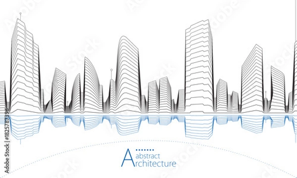 Obraz An urban landscape showcasing imaginative and abstract architectural line art.
