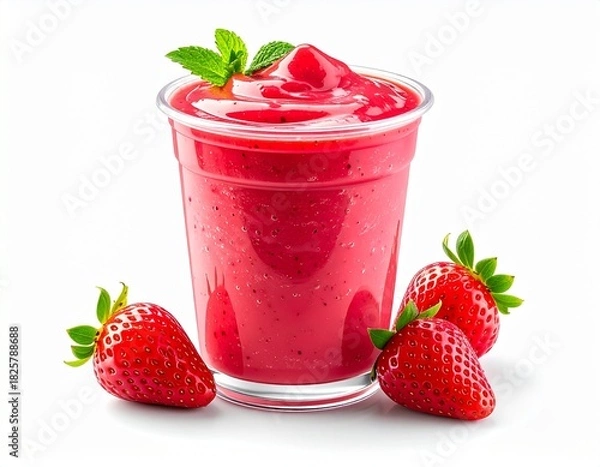 Obraz Refreshing Strawberry Smoothie in Glass