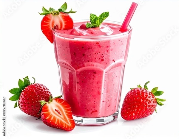 Obraz Refreshing Strawberry Smoothie in Glass