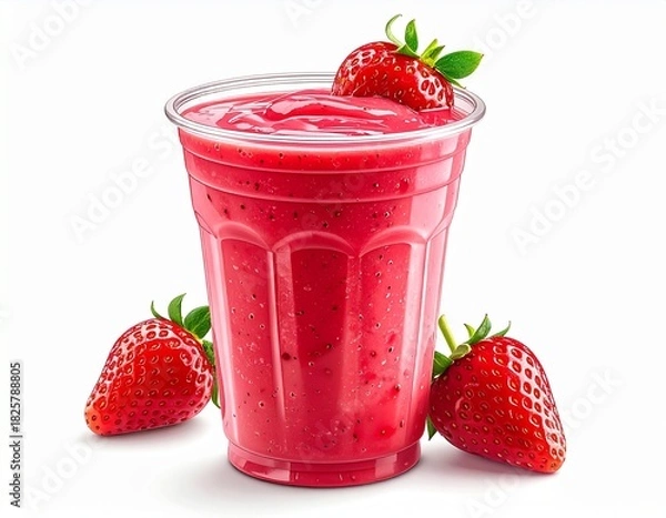 Obraz Refreshing Strawberry Smoothie in Glass