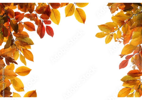 Fototapeta Autumn Leaves Border isolated on a transparent background