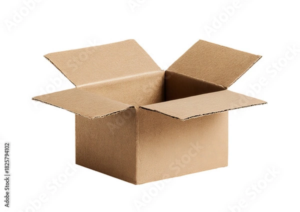 Fototapeta Open Cardboard Box isolated on a transparent background 