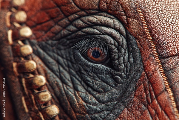 Obraz Close-up of a reptile's eye, with detailed texture and rich colors, showcasing the beauty of nature