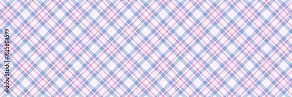 Fototapeta Argyle gingham plaid  pattern in gentle pastel colors: baby blue, light pink, and pale lavender. Perfect for soft feminine design, scrapbooking, textile prints, or children's clothing. Sweet gingham.