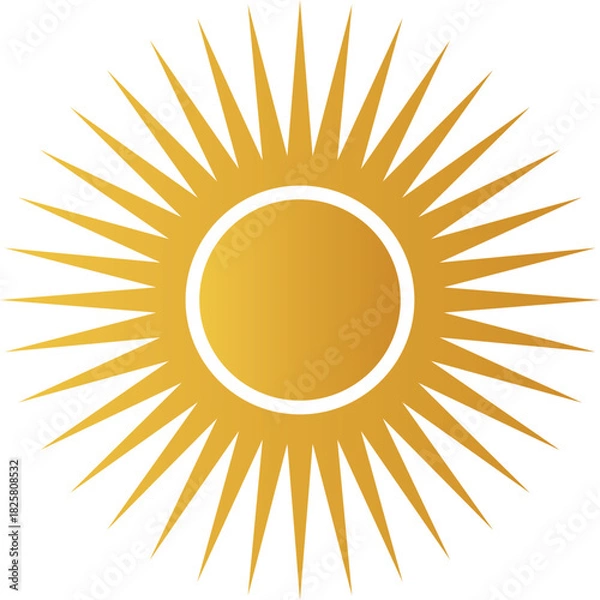 Fototapeta Stylized bright sun vector illustration with radiating sharp triangular rays and central circular core shape