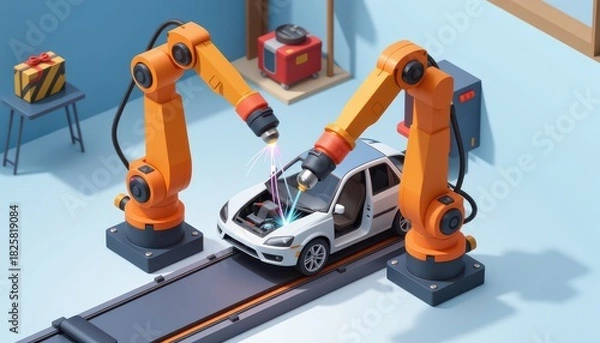 Fototapeta Robotic Assembly Line