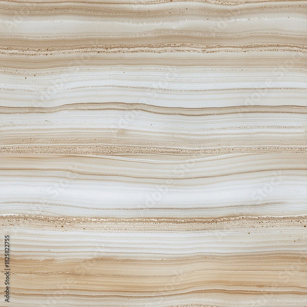 Fototapeta Natural beige travertine marble texture background. Luxury horizontal striped onyx stone pattern. Abstract brown layered rock surface for interior wall and floor design.
