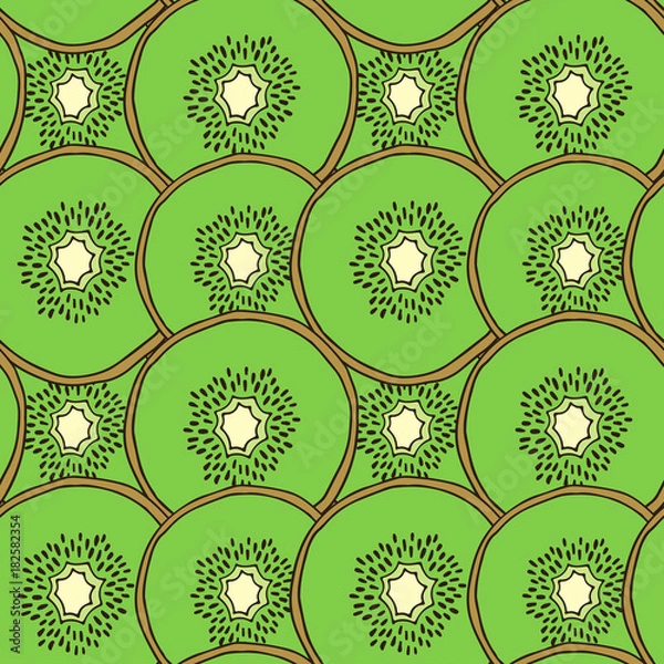 Fototapeta Seamless kiwi pattern. Vector illustration for menu, wallpapers and scrapbooks.