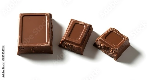 Obraz Scattered milk chocolate pieces, perfect for dessert recipes or confectionery.