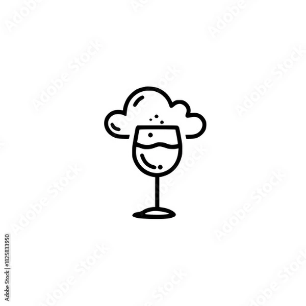 Obraz Cloud silhouette icon with glass inside vector illustration design concept beverage symbol graphic art