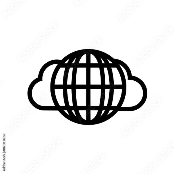 Obraz Minimalist vector icon of globe floating in cloud background for global environment themed design