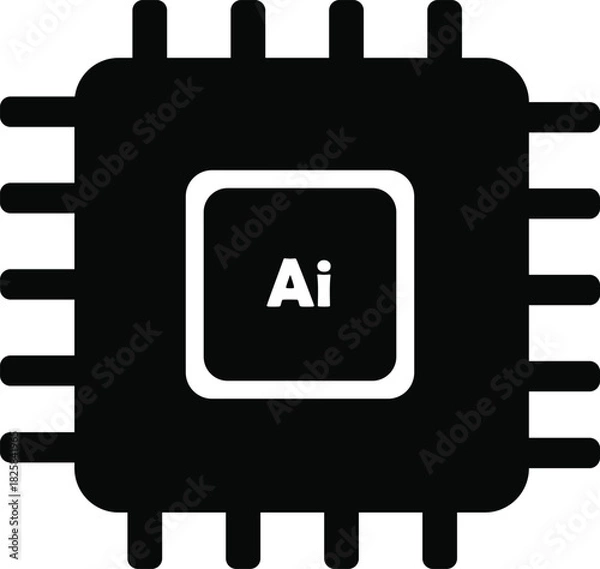 Fototapeta Artificial intelligence chip icon