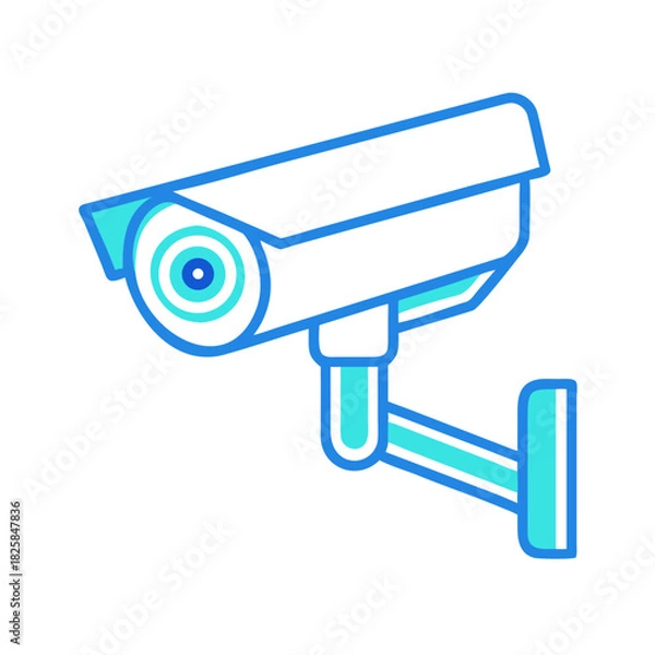 Obraz A security surveillance camera or CCTV video equipment for monitoring and protection, often isolated on a white or blue background