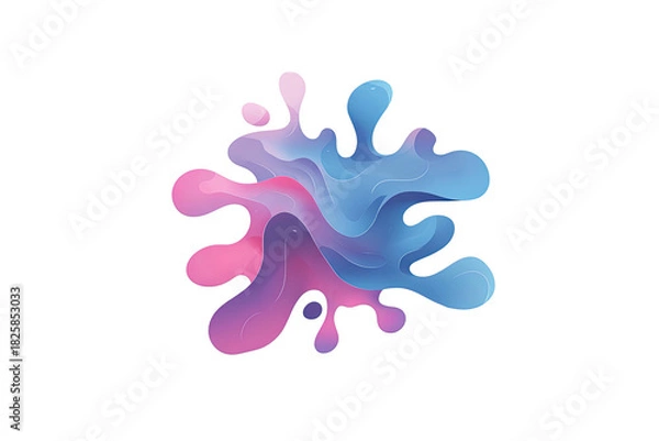 Fototapeta Dynamic swirling liquid forms in pink and blue on black background