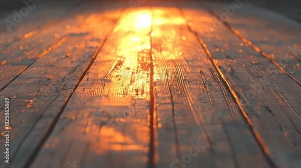 Obraz Sunlight reflecting off a wooden surface.