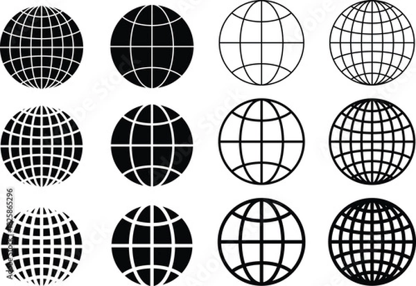 Obraz Planet earth icon set. Globe line shape vector illustration