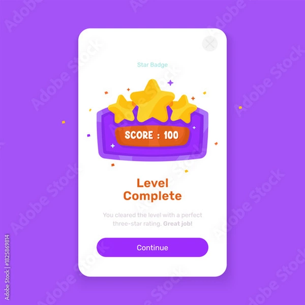 Obraz Three Star Badge Reward on UI Onboarding Screen Template