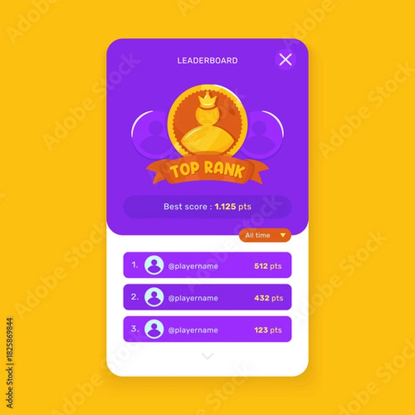 Obraz Leaderboard Top Rank Achievement Badge on UI Onboarding Screen Template