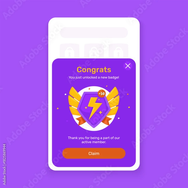 Obraz Lightning Badge Reward Popup on Onboarding Screen Template