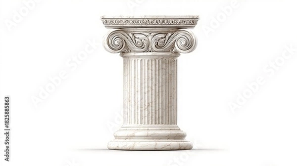 Fototapeta Elegant Ionic Column on White Background