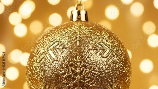 Fototapeta Golden ornament on background of beautiful bokeh light decoration