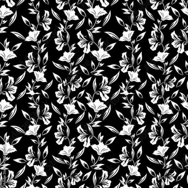 Obraz Elegant flower pattern featuring delicate botanical motifs arranged in a seamless repeating design.