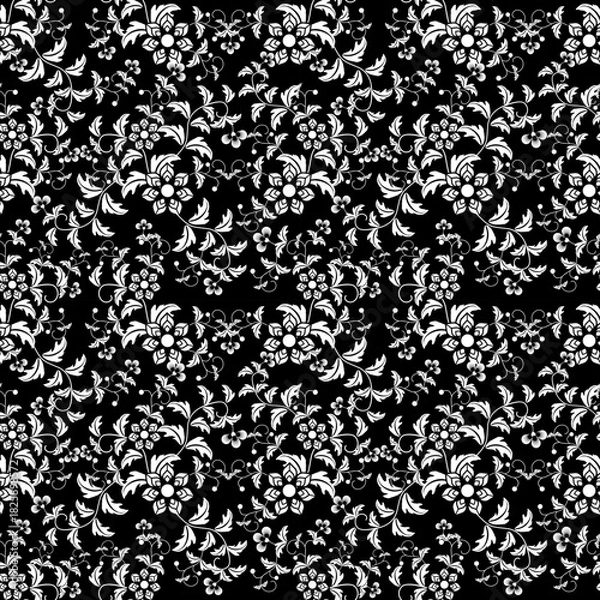Fototapeta Elegant flower pattern featuring delicate botanical motifs arranged in a seamless repeating design.