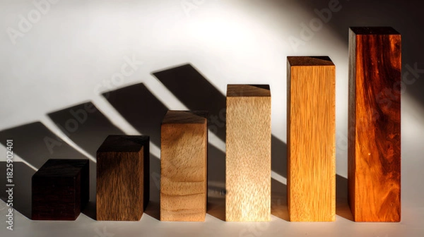 Fototapeta  Wooden Blocks Increasing Bar Graph