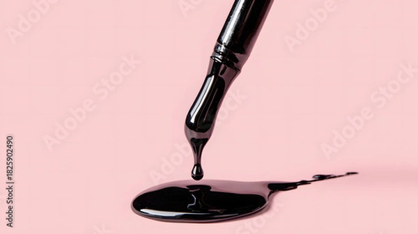 Obraz Black Nail Polish Dripping from Brush